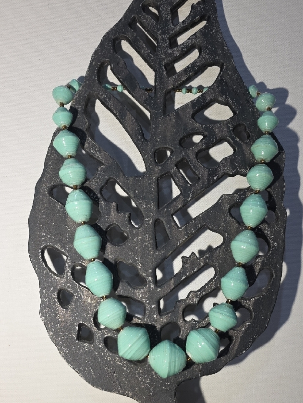 Teng Yue Mint Green Handcrafted Paper Bead Statement Necklace